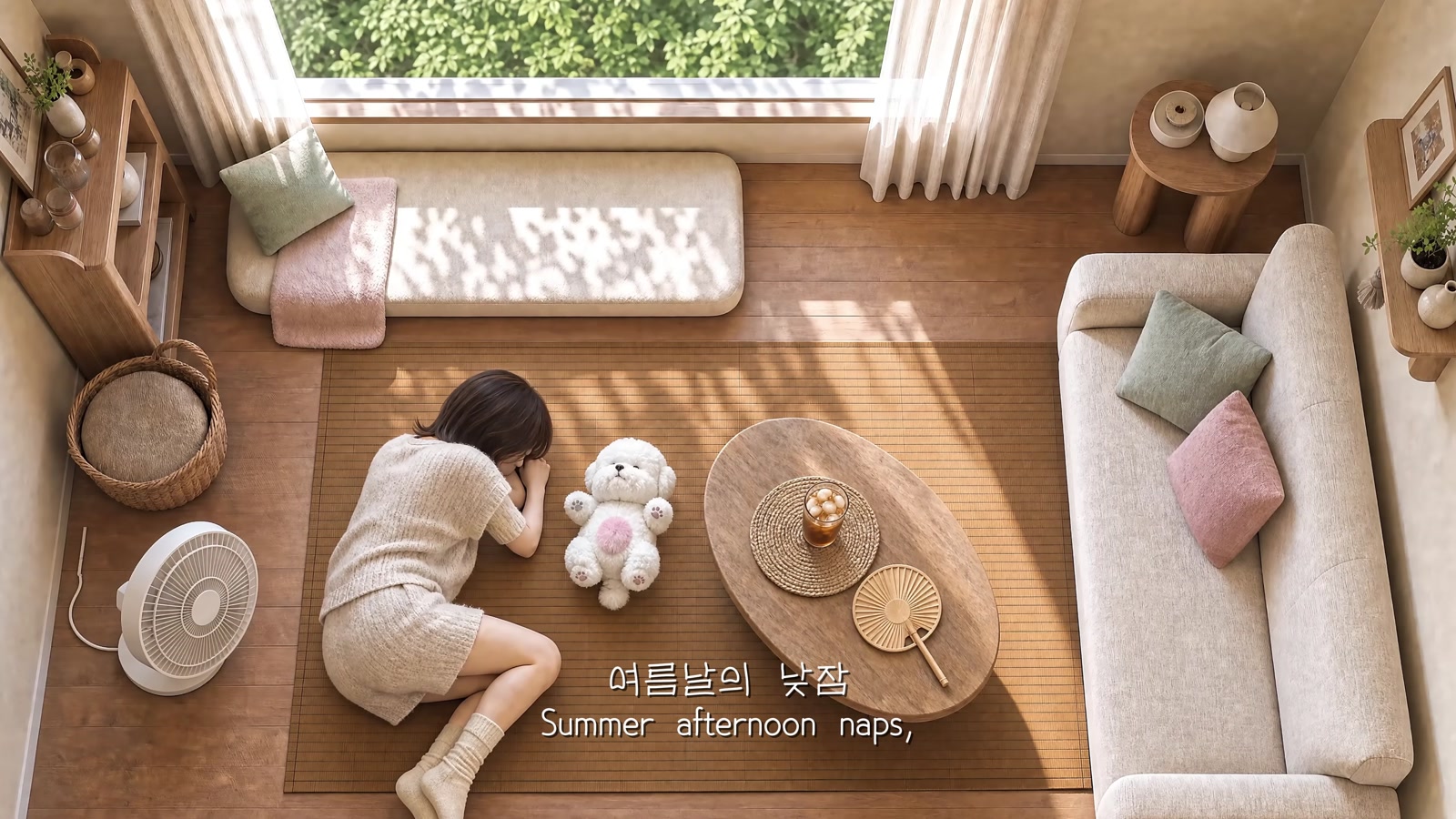 Bang-i and a family member taking an afternoon nap at home